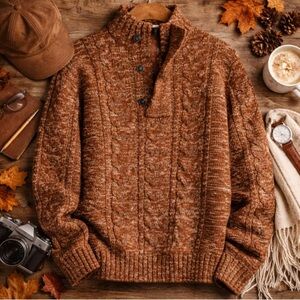 Vintage Cable Knit Quarter Zip Sweater